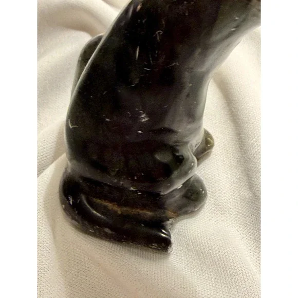 Vintage Hand Carved Soapstone Bear Seal Figurine Seated Intuit Stone Sculpture - Picture 8 of 11